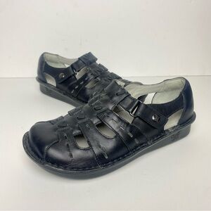 Alegria Pesca Black Butter Sandals Women’s EU 37/ US 7 Leather Fisherman Comfort